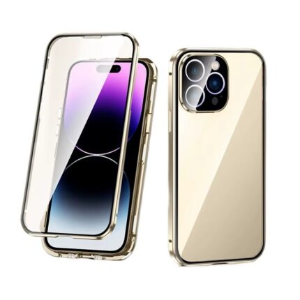Coque Double Face en Aluminium transparente avec couverture écran